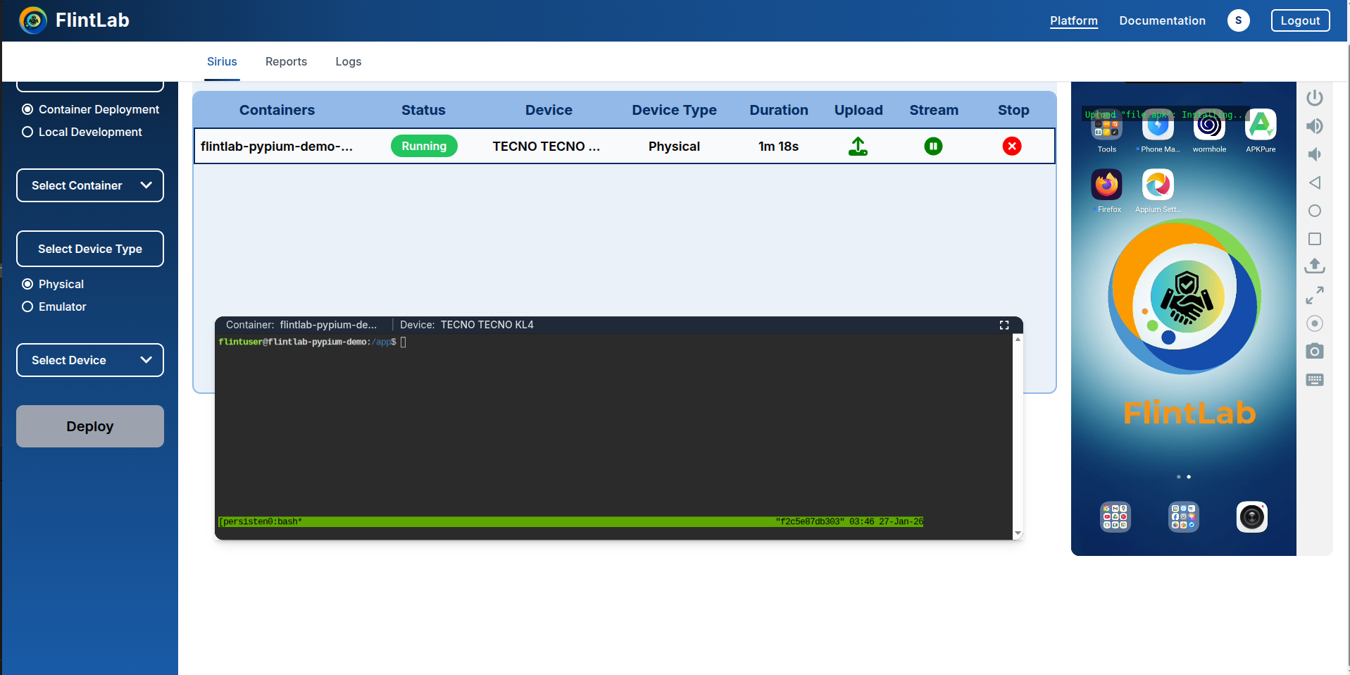 Step 3: APK installation progress